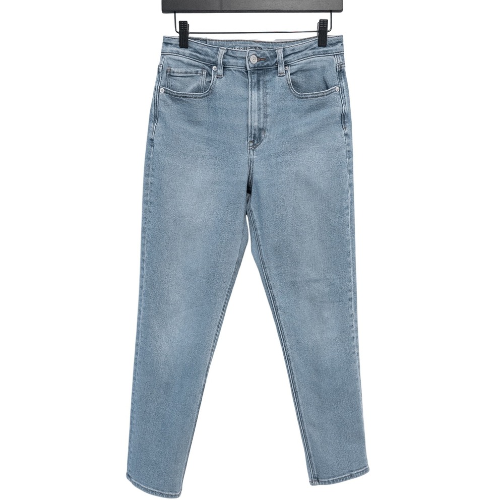 American Eagle Mom Jean Women 6 Light Wash Blue High Rise‎ Stretch Denim